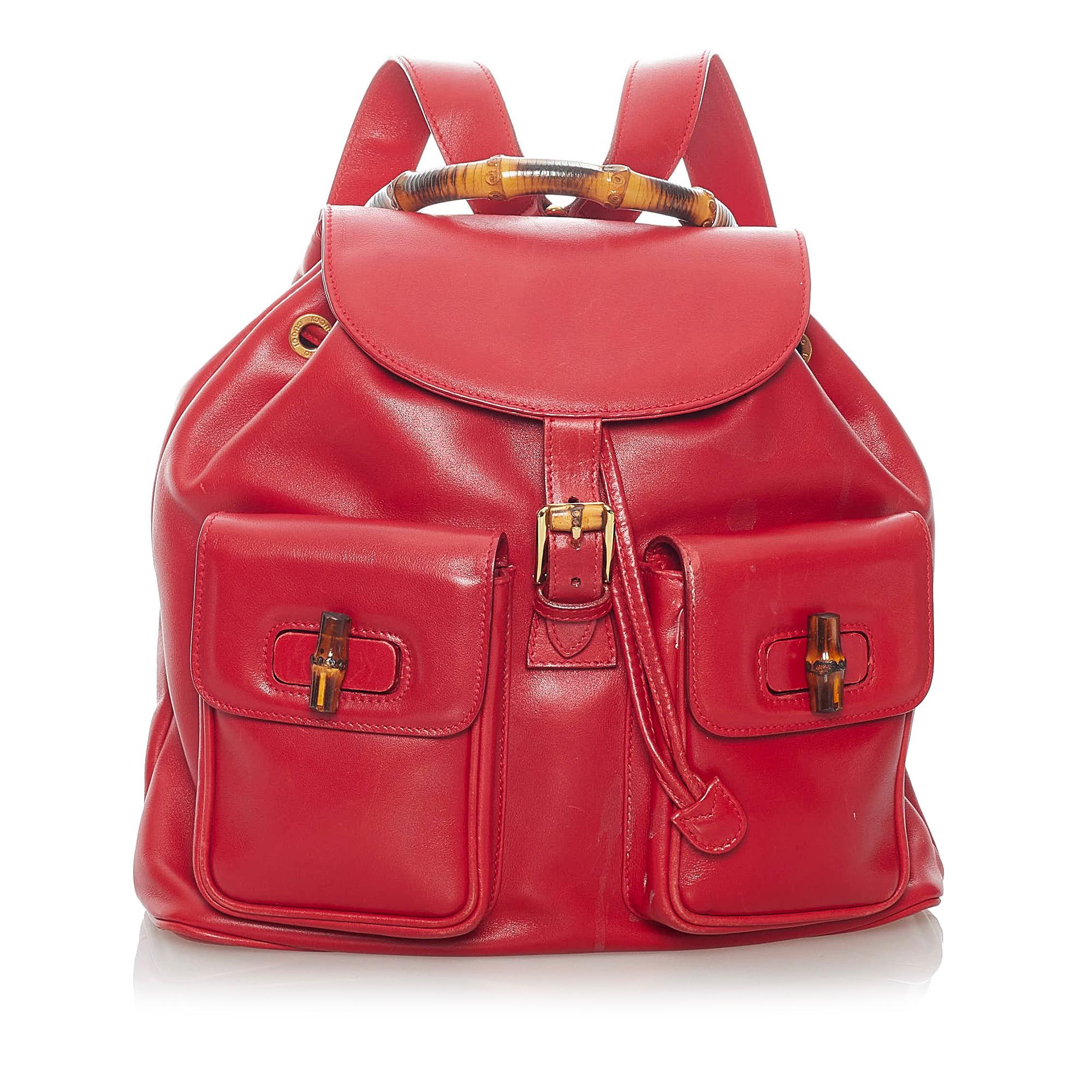 Gucci Bamboo Leather Drawstring Backpack (SHG-32864)