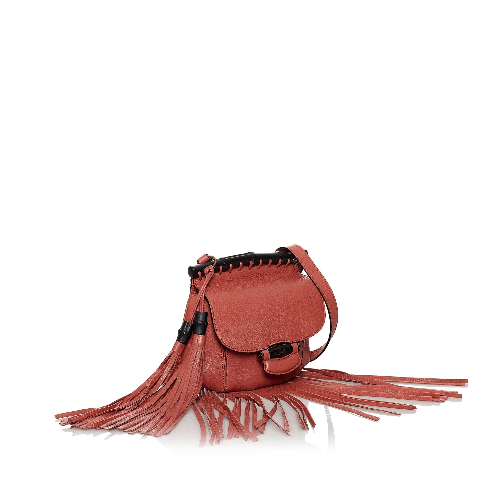 Gucci Bamboo Nouveau Fringe Leather Crossbody Bag (SHG-29693)