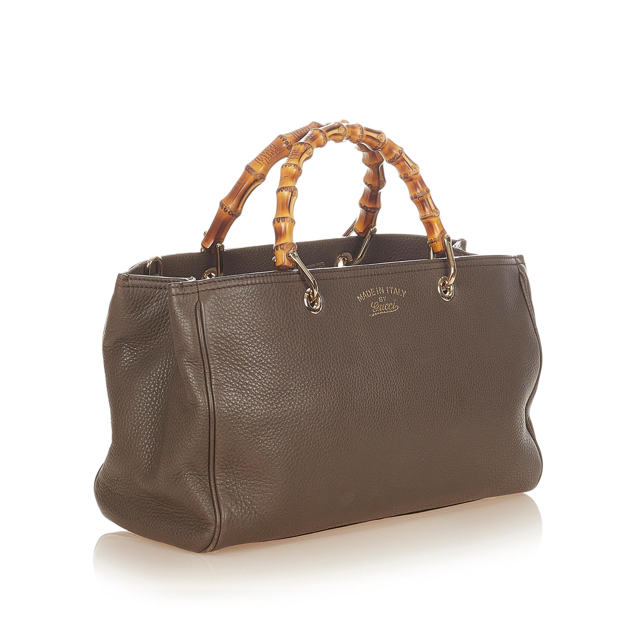 Gucci Bamboo Shopper Leather Satchel (SHG-25987)