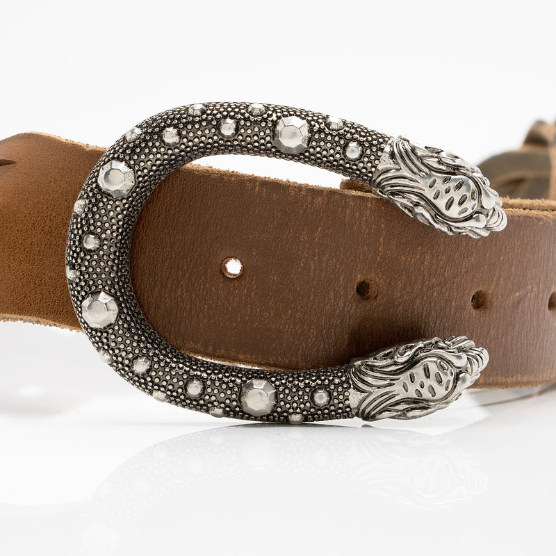 Gucci Braided Distressed Leather Dionysus Belt - Size 36 / 90 (SHF-23271)