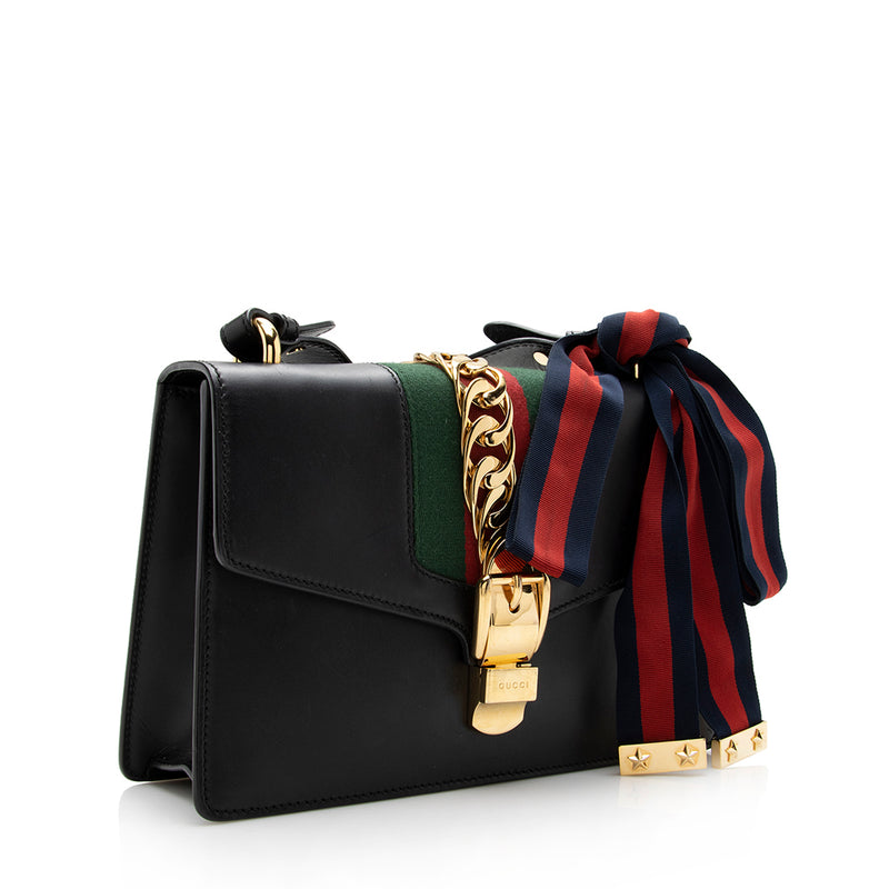 Pre-Owned Gucci Sylvie Chain Shoulder Bag Leather Mini
