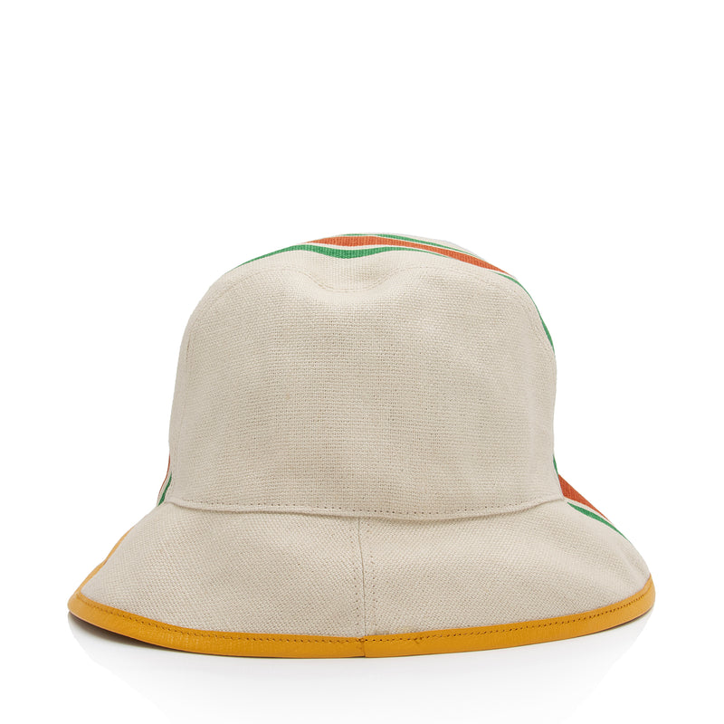 Gucci Canvas Web Stripe Fedora Bucket Hat - Size M (SHF-A6MK94)