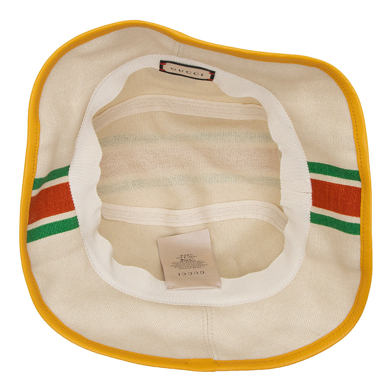 Gucci Canvas Web Stripe Fedora Bucket Hat - Size M (SHF-A6MK94)