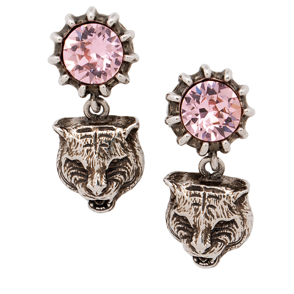 Gucci Crystal Feline Head Stud Earrings (SHF-20708)