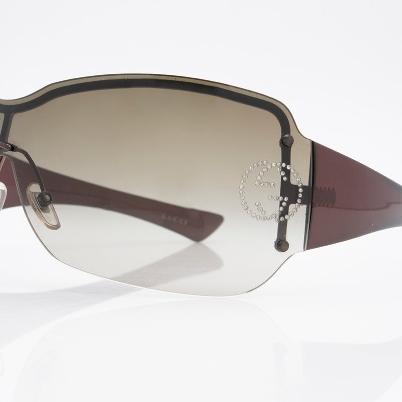 Gucci Crystal GG Shield Sunglasses (SHF-16906)