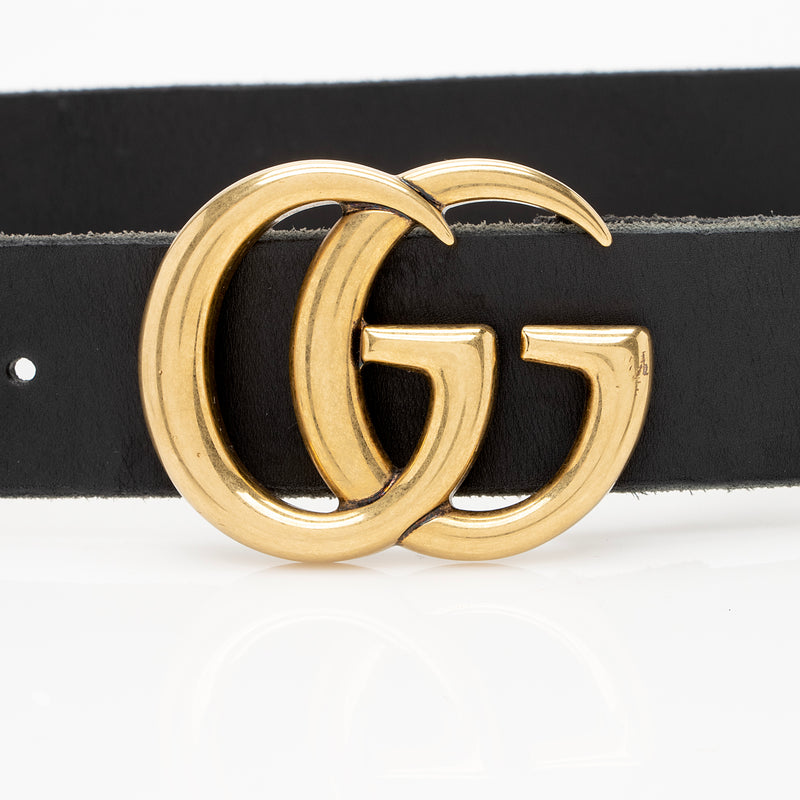Gucci Distressed Leather GG Marmont Belt - Size 34 / 85 (SHF-22298)