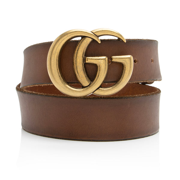Gucci Distressed Leather GG Marmont Belt - Size 36 / 90 (SHF-23272)
