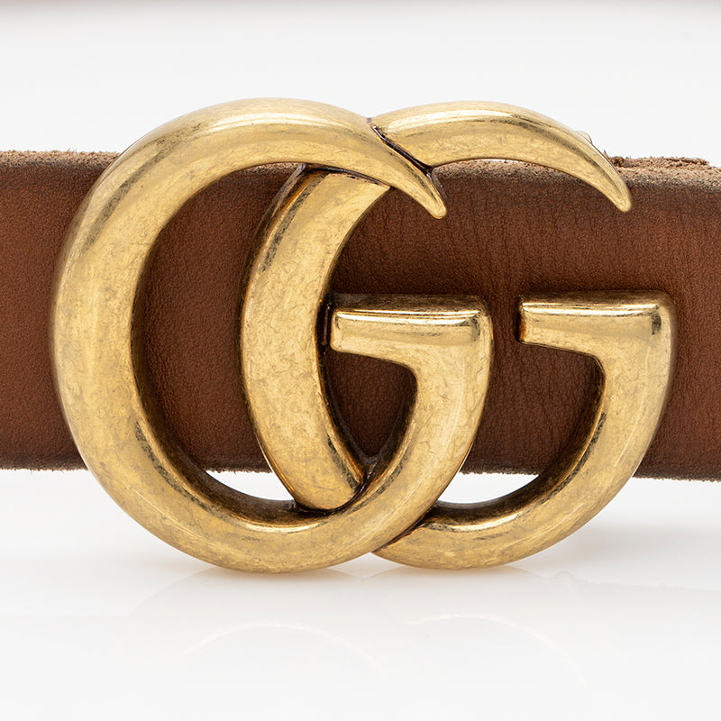 Gucci Distressed Leather GG Marmont Belt - Size 38 / 95 (SHF-20701)