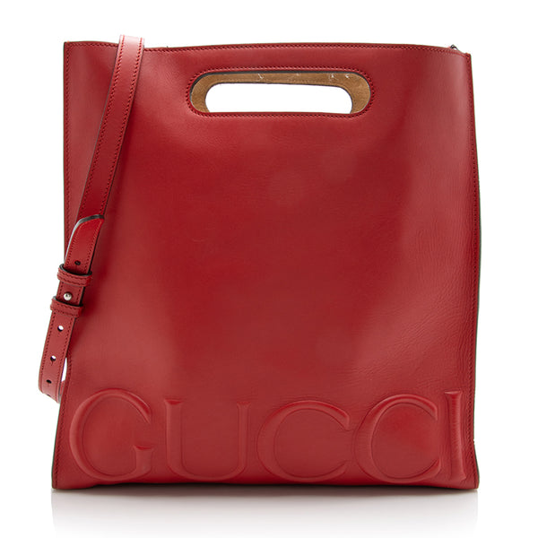 Gucci Embossed Leather XL Tote (SHF-16795)