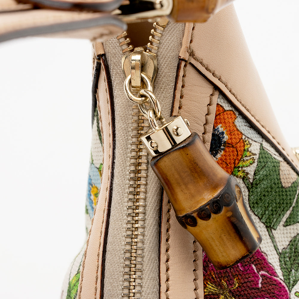Gucci Flora Bamboo Half Moon Medium Hobo (SHF-19663)