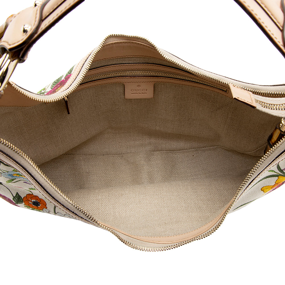 Gucci Flora Bamboo Half Moon Medium Hobo (SHF-19663)