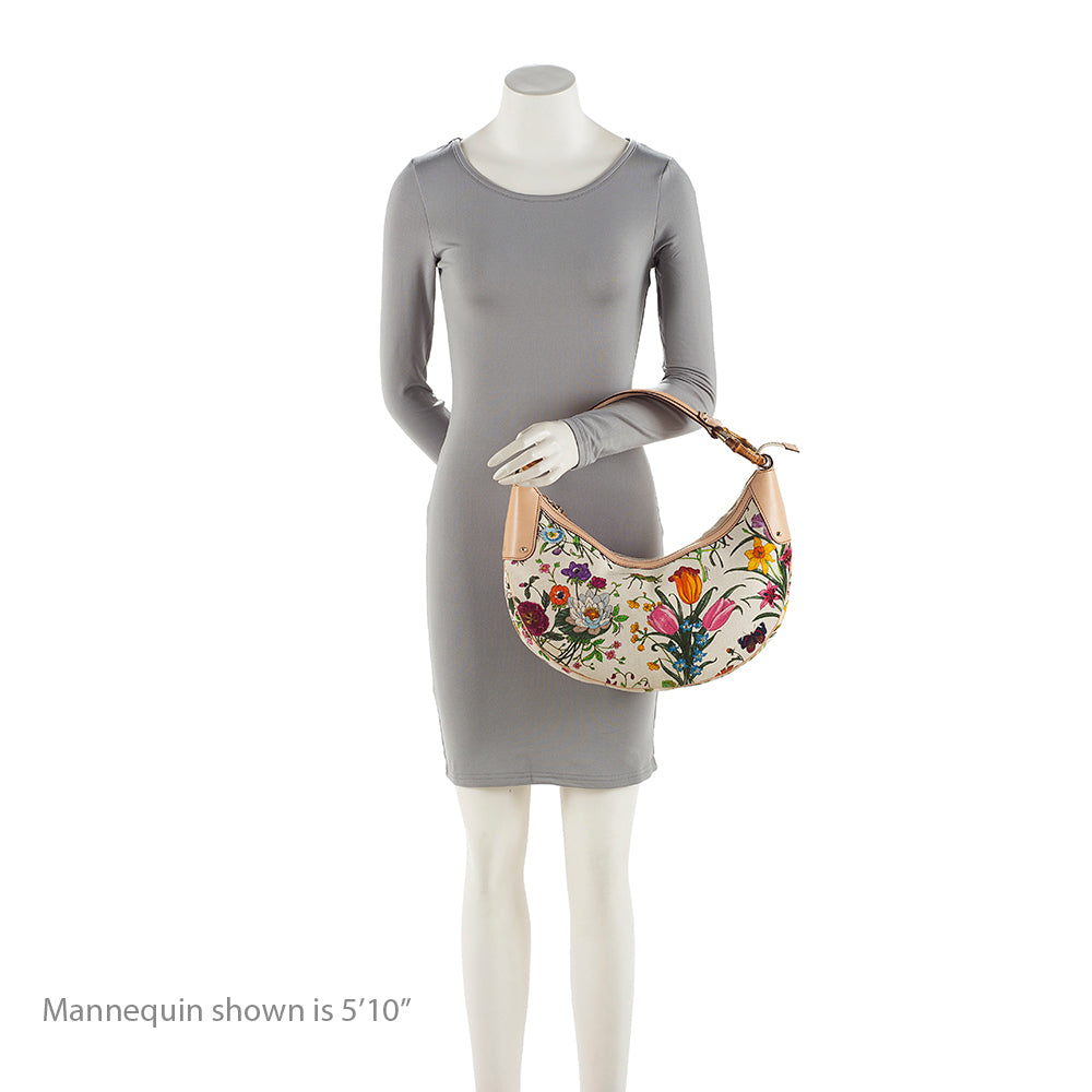 Gucci Flora Bamboo Half Moon Medium Hobo (SHF-19663)