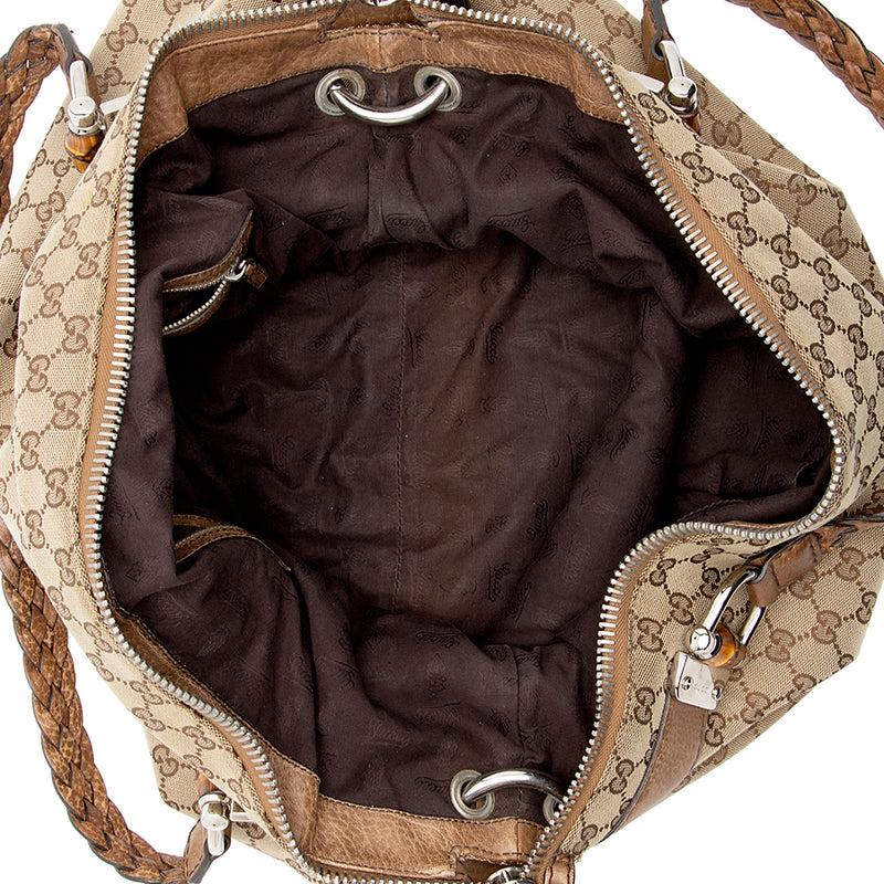 Gucci Black Monogram GG Canvas Indy Gold And Bamboo Hardware Available For  Immediate Sale At Sotheby's