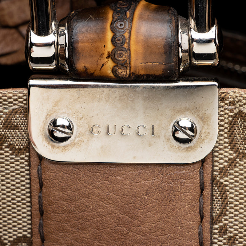 Gucci GG Canvas Bamboo Bar Medium Tote - FINAL SALE (SHF-17966)
