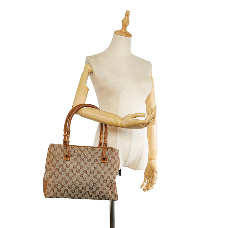 Gucci GG Canvas Bamboo Handbag (SHG-24195)