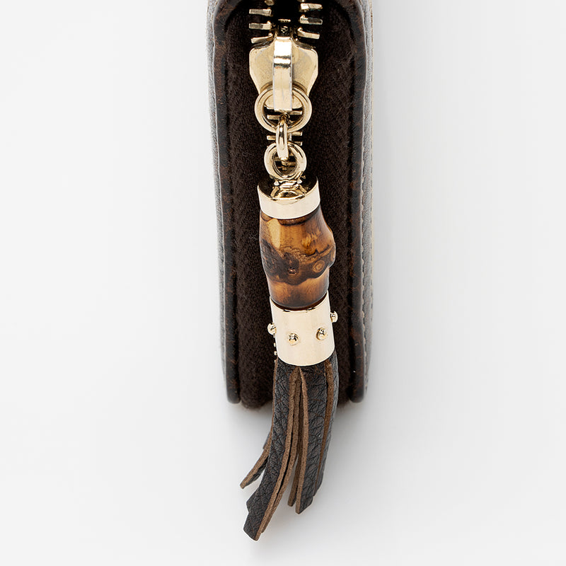 Gucci GG Canvas Bamboo Tassel Zip Around Wallet (SHF-21923)