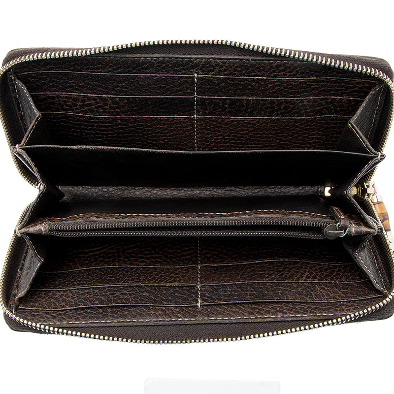 Gucci GG Canvas Bamboo Tassel Zip Around Wallet (SHF-21923)
