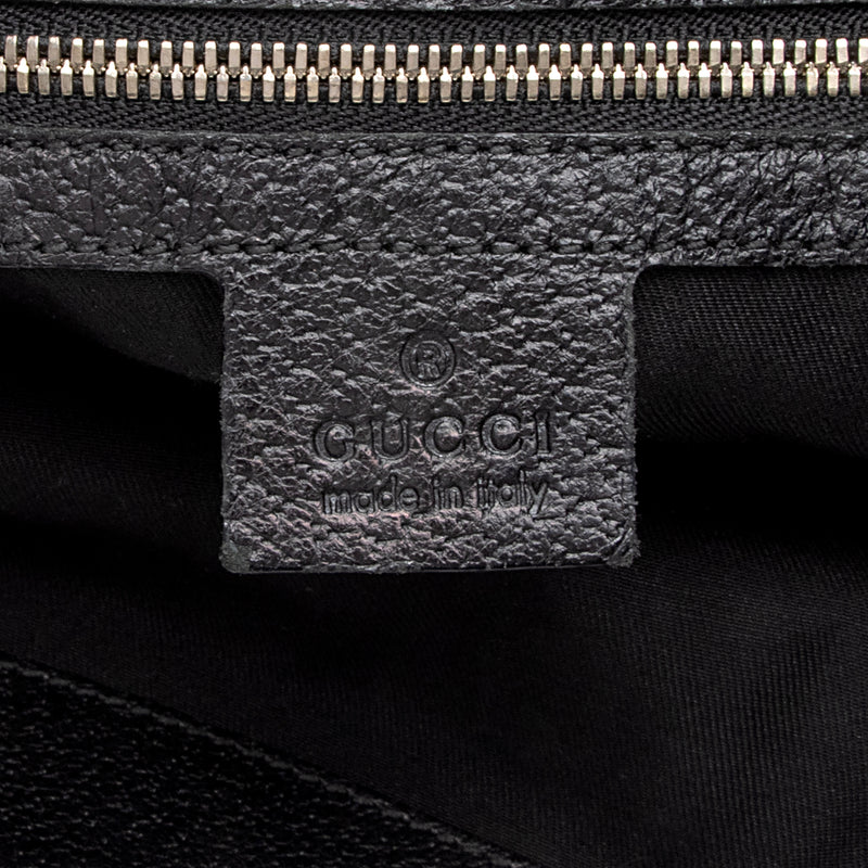 Gucci Monogram Black Canvas Half Moon Hobo Bag. Made in Italy.
