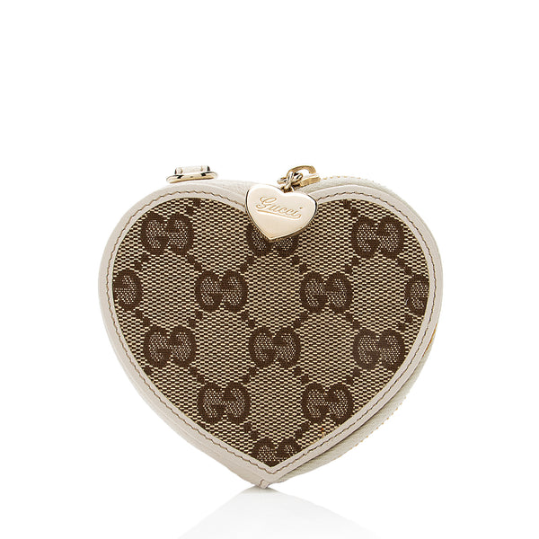 Gucci GG Canvas Heart Coin Pouch (SHF-8ldoVR)