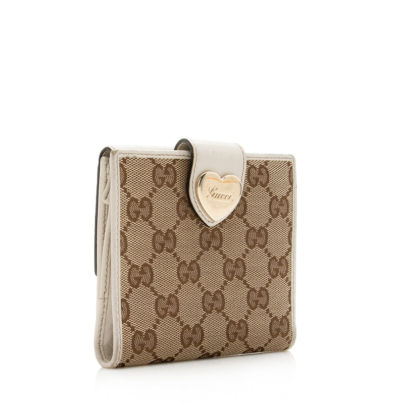 Gucci GG Canvas Heart French Compact Wallet (SHF-17615)