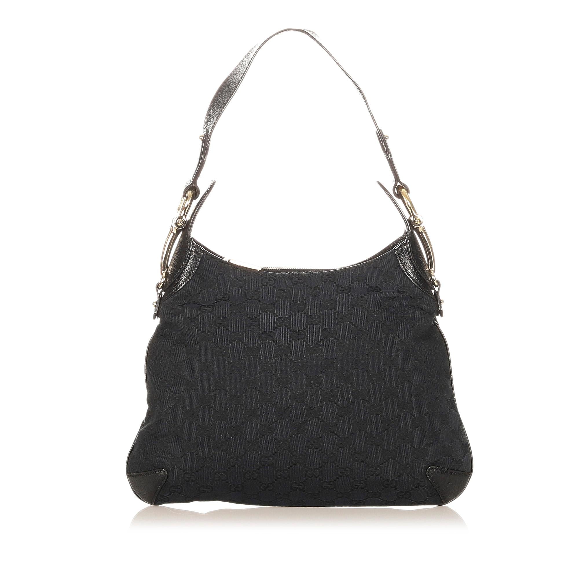 Gucci GG Canvas Horsebit Creole Shoulder Bag (SHG-32128)