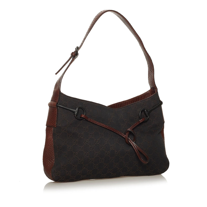 Gucci GG Canvas Horsebit Shoulder Bag (SHG-29071)