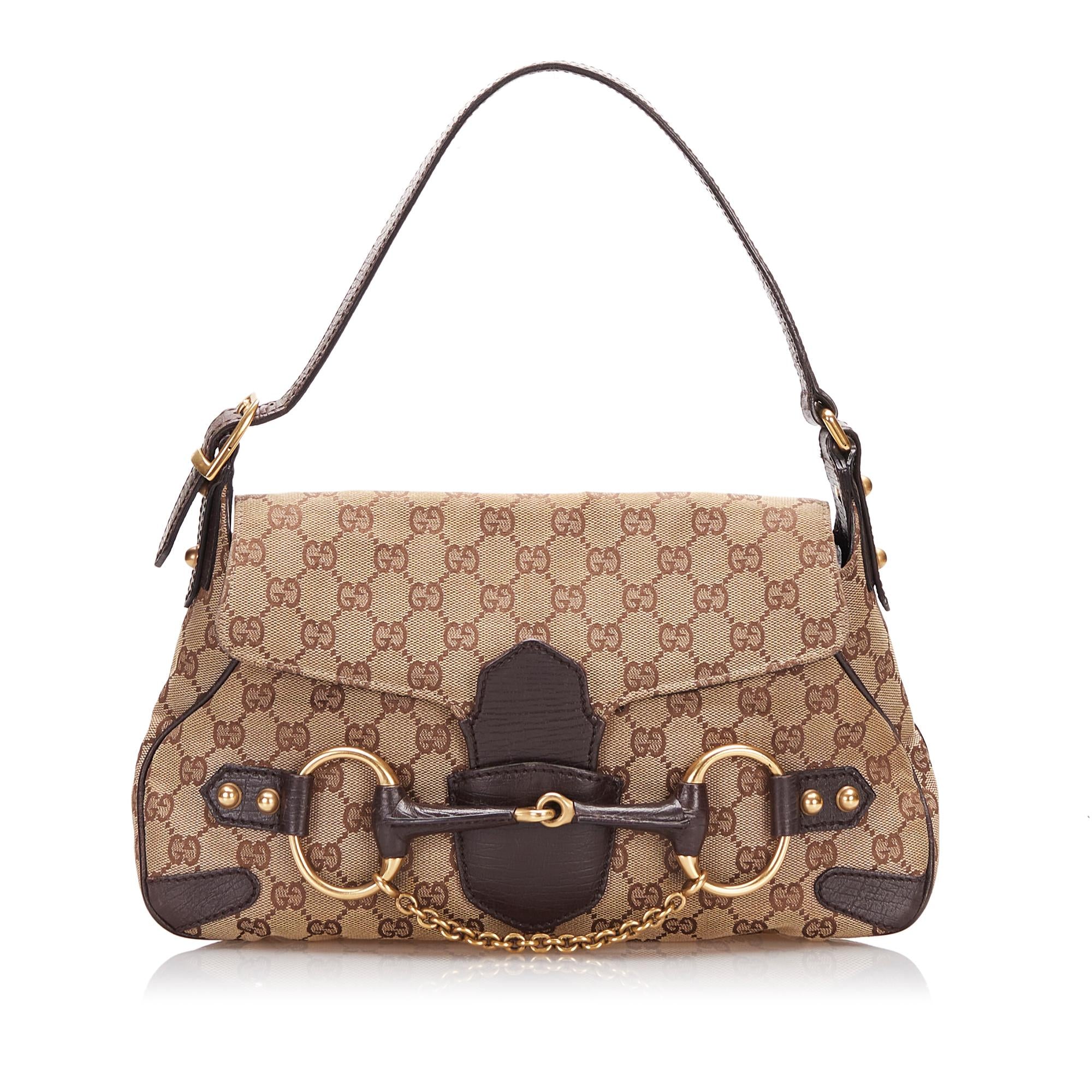 Gucci GG Canvas Horsebit Shoulder Bag (SHG-cAREcT)