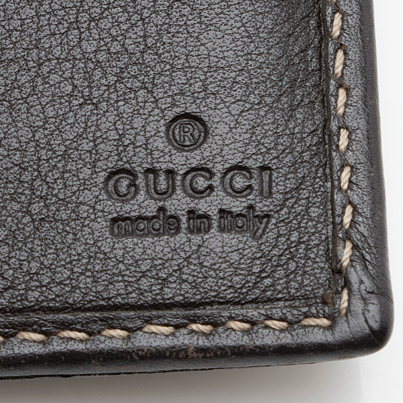 Authentic Gucci GG Brown Leather & Canvas New Britt Bi-Fold Wallet