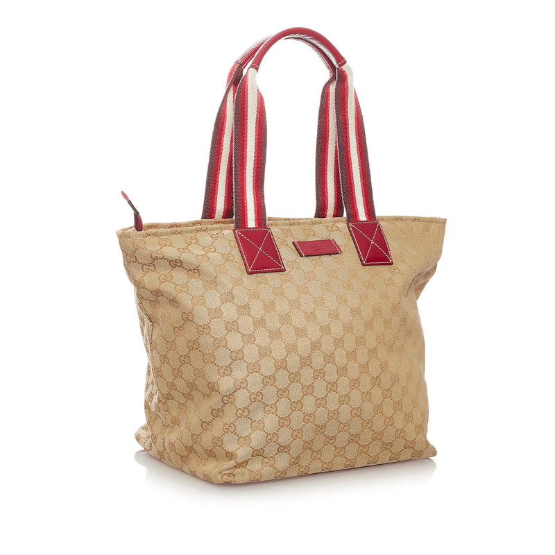 Gucci GG Canvas Web Tote Bag (SHG-27410)