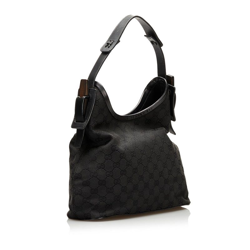 Gucci GG Canvas Wooden Accent Hobo (SHG-35943)