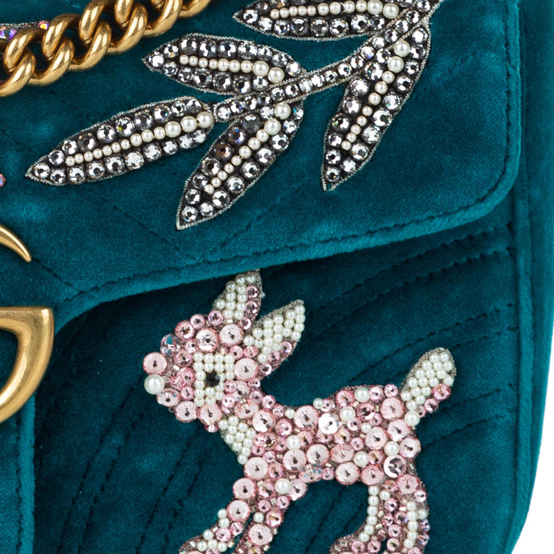 Pink Gucci GG Marmont Matelasse Crystal-Embellished Velvet Crossbody –  Designer Revival