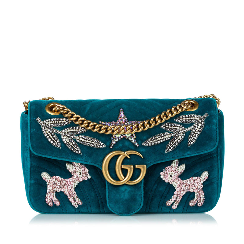 Gucci GG Marmont Matelasse Embellished Velvet Crossbody Bag (SHG-30293 –  LuxeDH