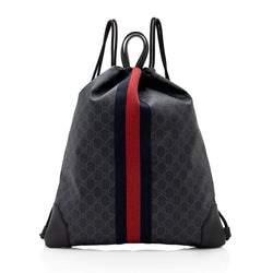 Gucci GG Supreme Canvas & Leather Backpack in Black