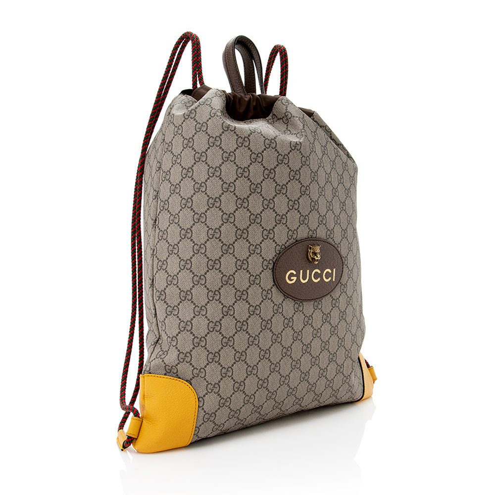 Gucci GG Supreme Neo Vintage Drawstring Backpack (SHF-7suv4d)