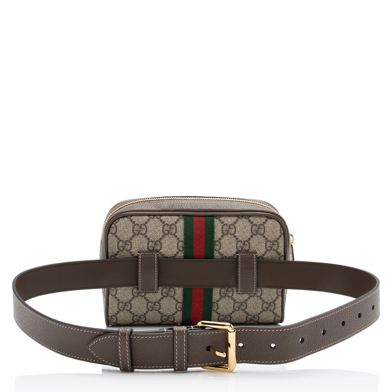Ophidia GG small belt bag in grey and black Supreme