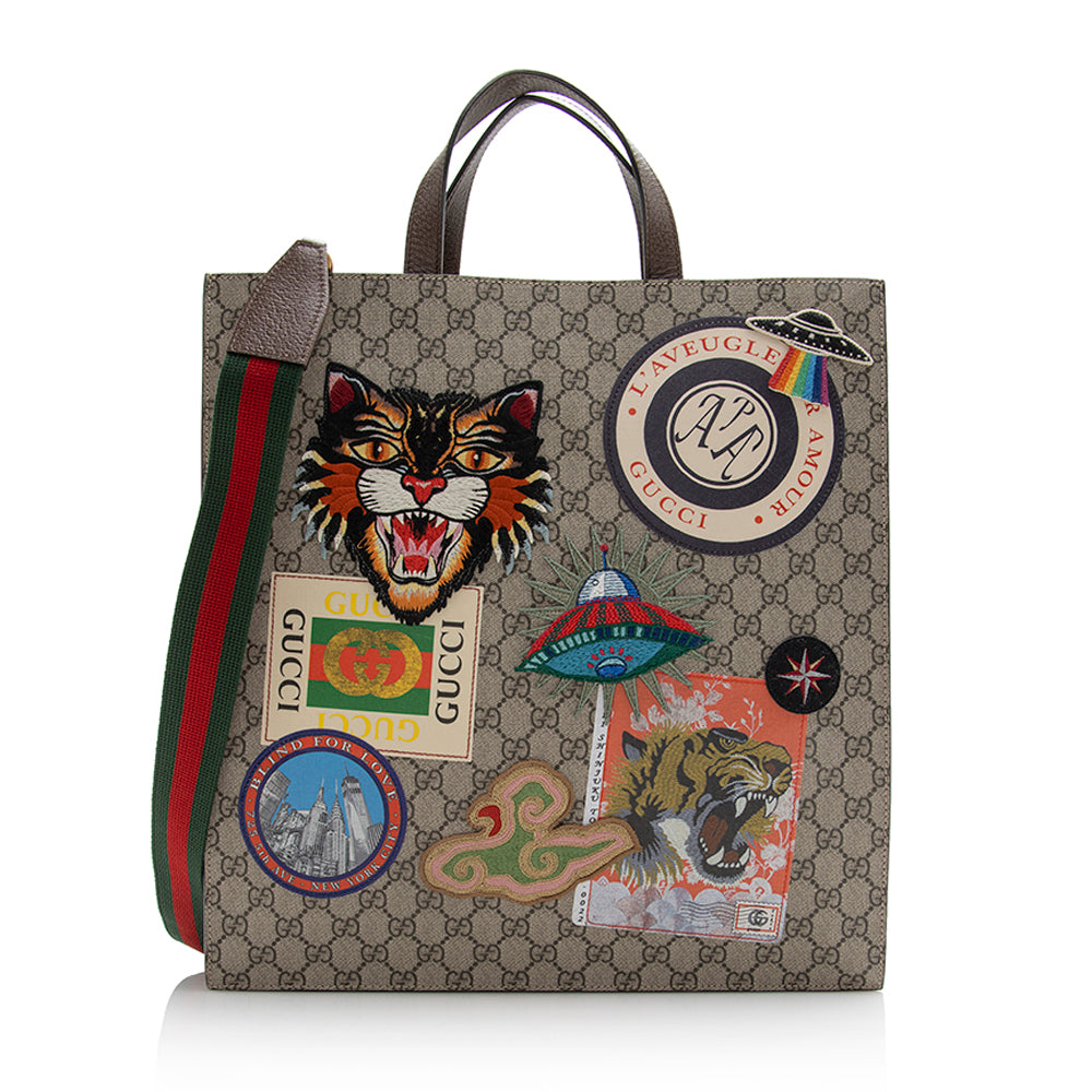 Gucci GG Supreme North South Soft Courrier Tote (SHF-22082)