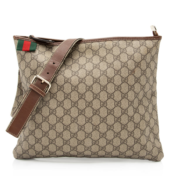 Gucci GG Supreme Web Loop Flat Messenger Bag (SHF-23803)