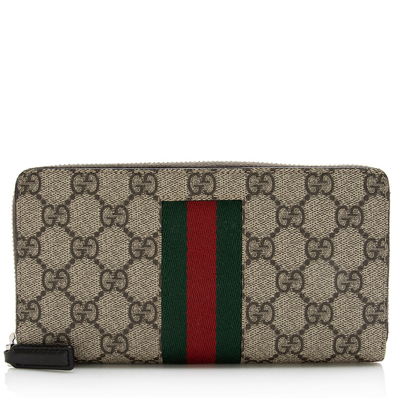 GUCCI GG Supreme Monogram Web Ophidia Continental Wallet Brown