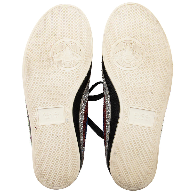 Gucci Glitter Calfskin Sylvie Web Falacer Sneakers - Size 6.5 / 36.5 (SHF-18758)