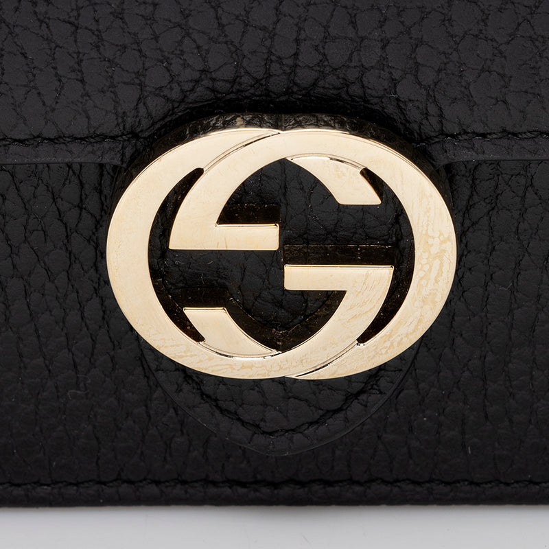 Gucci Grained Calfskin Interlocking G Chain Wallet (SHF-18720)