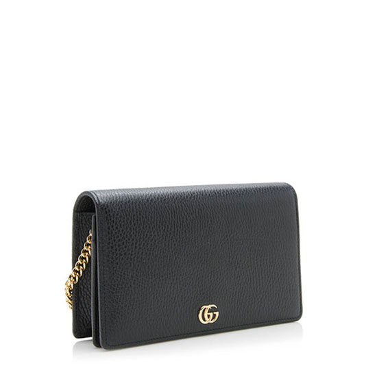 Gucci Grained Leather GG Marmont Mini Chain Bag (SHF-9urvWF)
