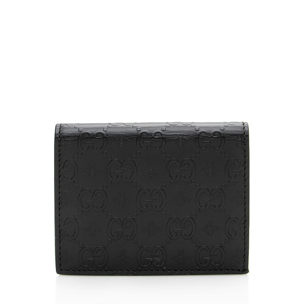 Gucci Guccissima Bee Embossed Leather Card Case (SHF-17231)