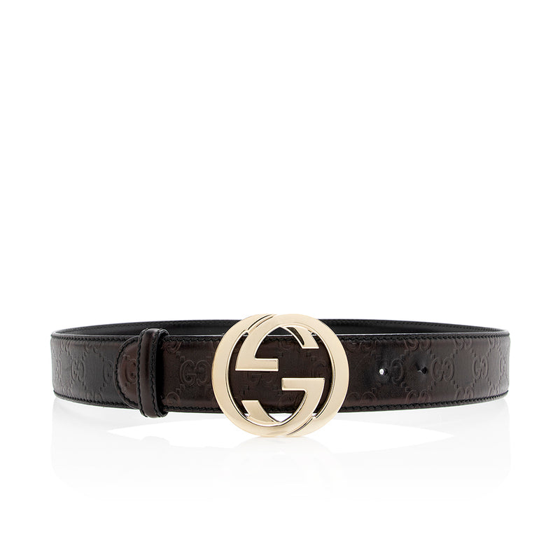 Gucci Guccissima Leather Square Interlocking G Belt - Size 34 / 85 (SH –  LuxeDH