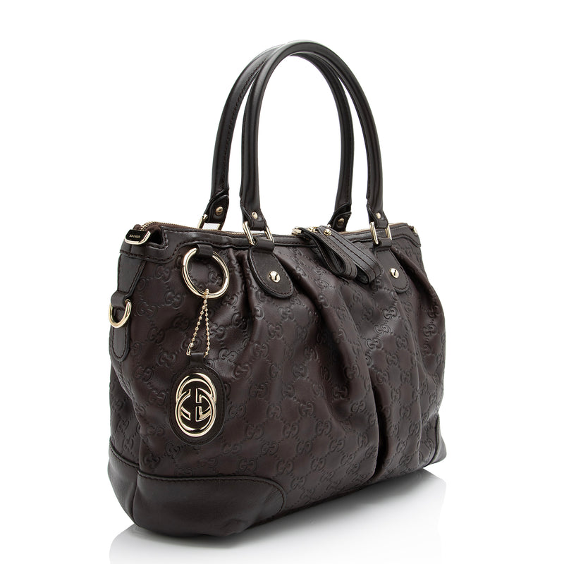 Gucci Guccissima Leather Sukey Top Handle Large Satchel (SHF-23263)