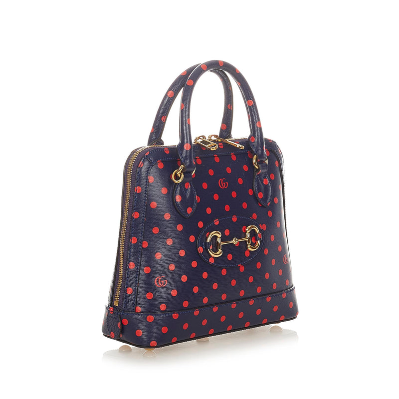 Gucci Horsebit 1955 Polka Dot Leather Handbag (SHG-26094)