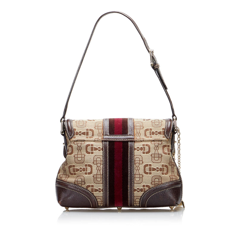Gucci Horsebit Canvas Web Treasure Shoulder Bag (SHG-DaSmAf)