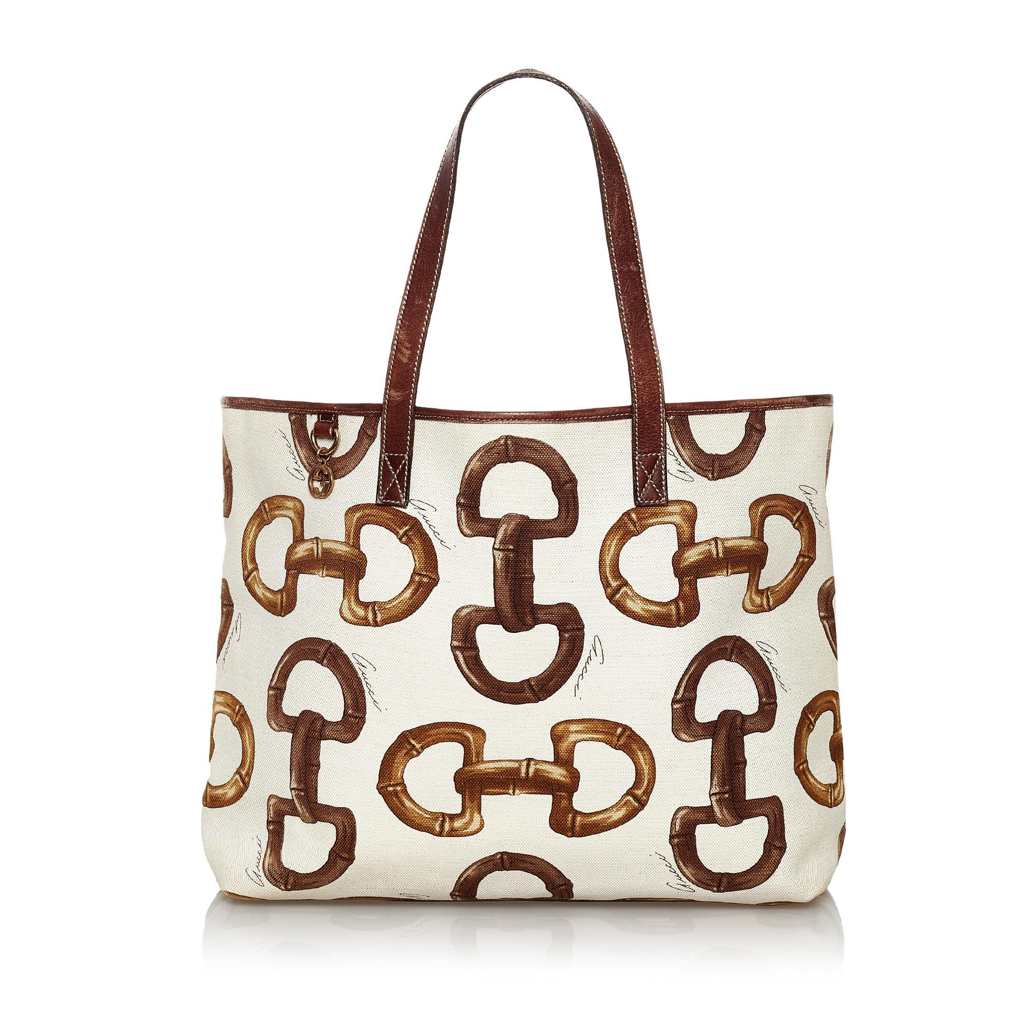 Gucci Horsebit Print Canvas Tote Bag (SHG-29942)