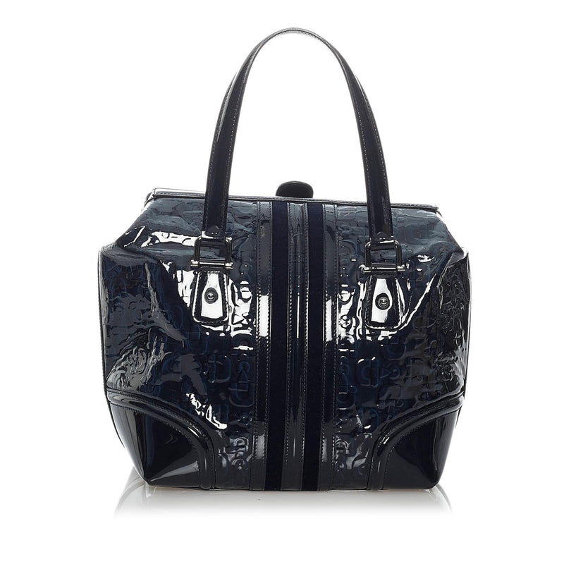 GUCCI Black patent leather handbag, zipper closure, dou… | Drouot.com