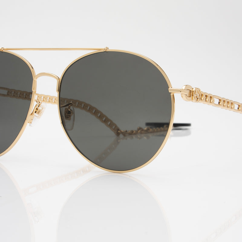 Gucci Interlocking G Charm Chain Aviator Sunglasses (SHF-XlxBEH)