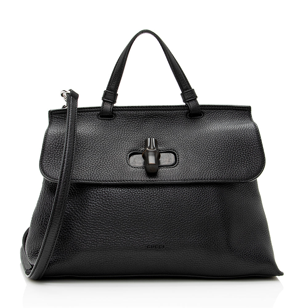 Gucci Leather Bamboo Daily Medium Satchel (SHF-20568)